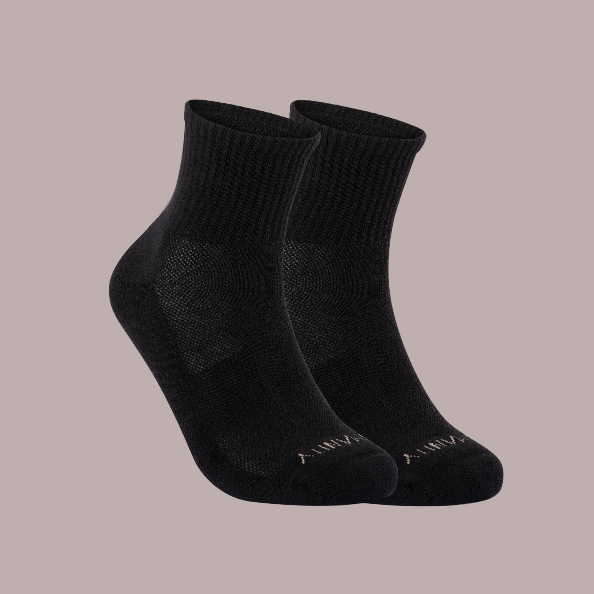 3 Pack Organic Cotton Quarter Crew Socks - Black