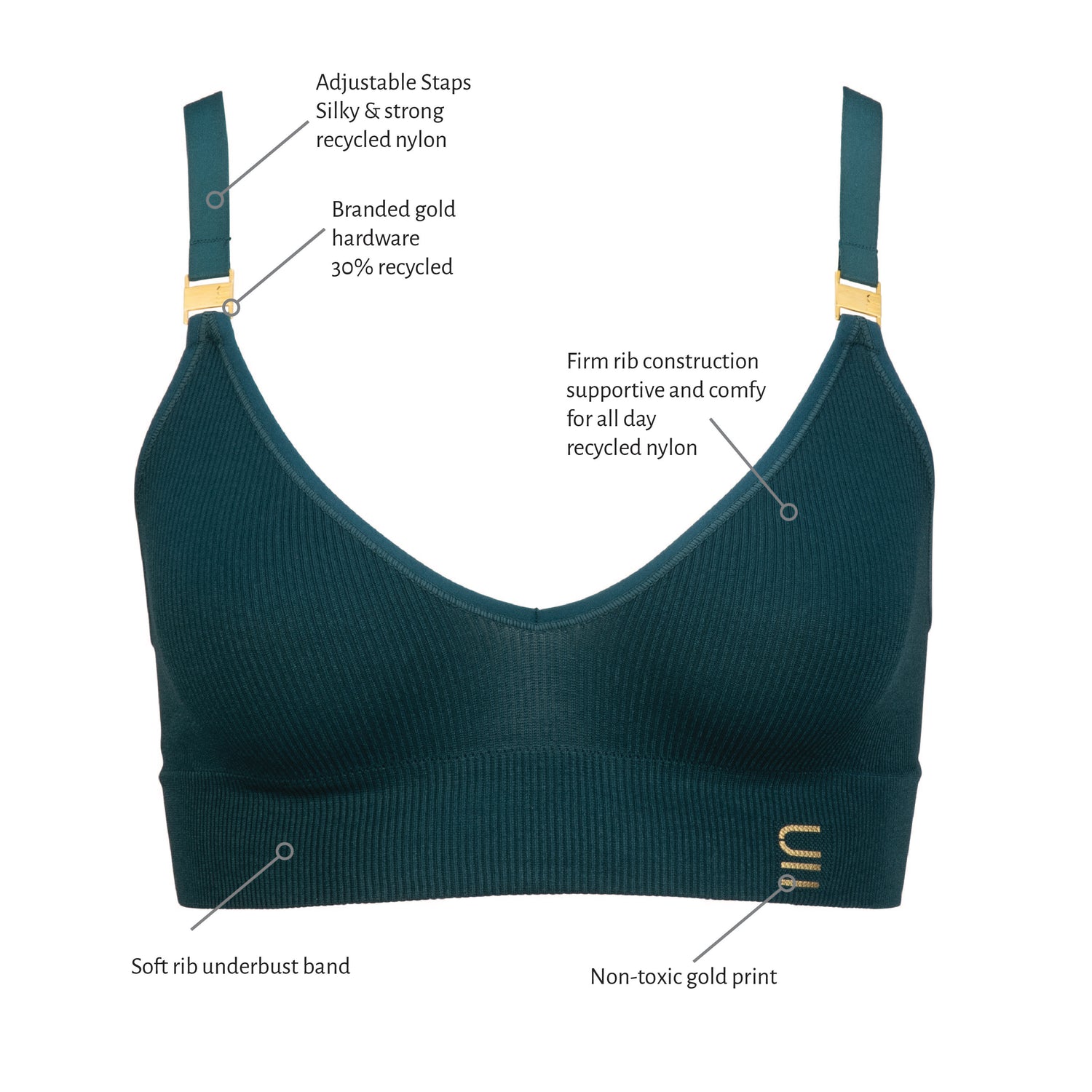 Recycled Wireless Bra A-D - Atlantis
