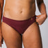 Sustainable, ethically made Cranberry high waist seam free brief by Underwear for Humanity: Flexible and comfortable, stretches across sizes. Models wear high waisted ethical underwear. Underwear is made from recycled nylon and sits high on the waist, full seat coverage and smooth on the body.