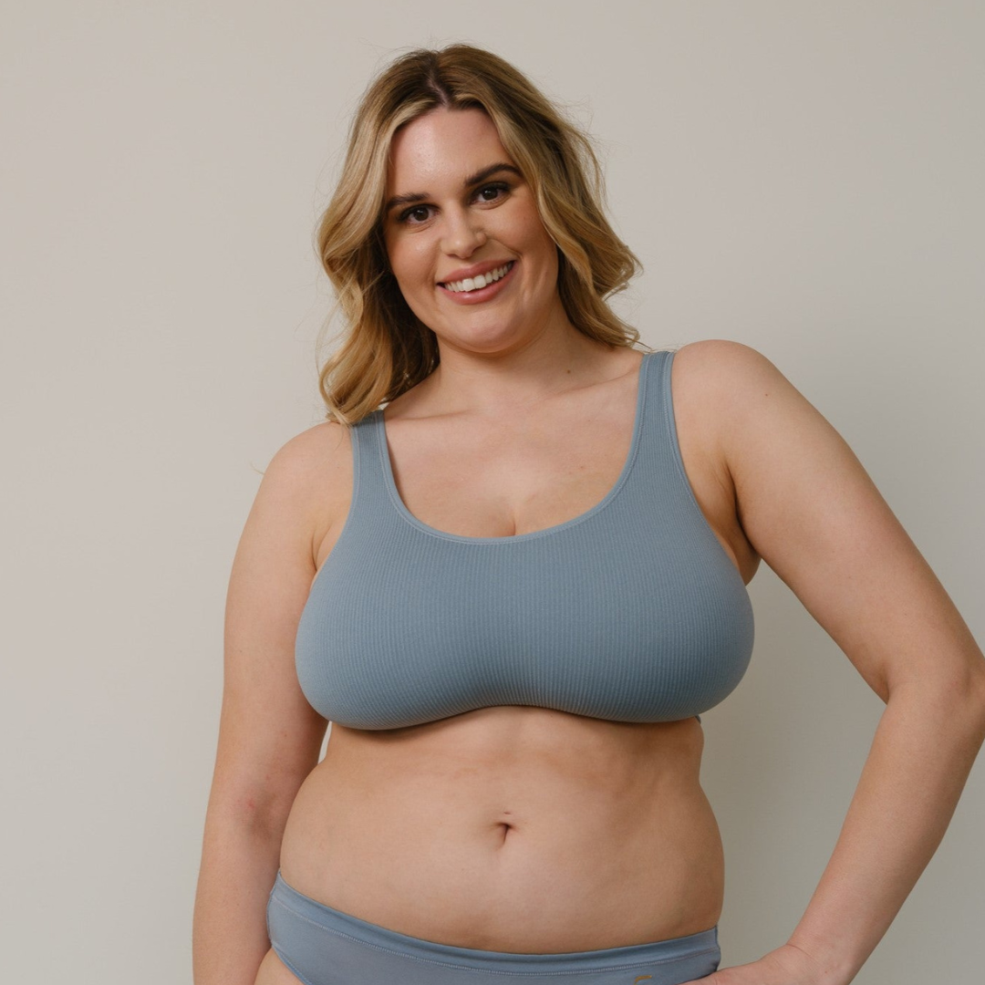 Recycled Bra Crop D+ - Mineral Blue