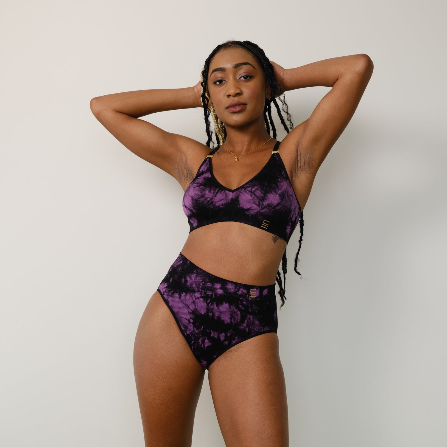 High Waist Brief - Recycled Seamfree - Tie Dye Black/Orchid