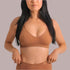 Sustainable, ethically produced nude 4 - tan olive skin tone wireless bra by Underwear for Humanity. A -D cup sizes. Recycled materials, flexible, supportive. Knitted bra and band, adjustable straps. Models wear the A-D bra.