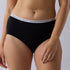 Underwear for Humanity Organic Cotton Midi Brief in Black, a lower-rise women’s underwear style with a lower-cut leg, soft breathable fabric and comfortable everyday coverage